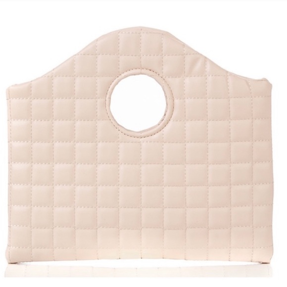 Handbags - Ivory Quilted Oversized Clutch